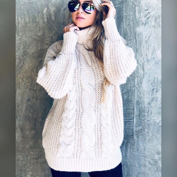 Cable Knit Turtle Neck Sweater - Picture 2 of 5